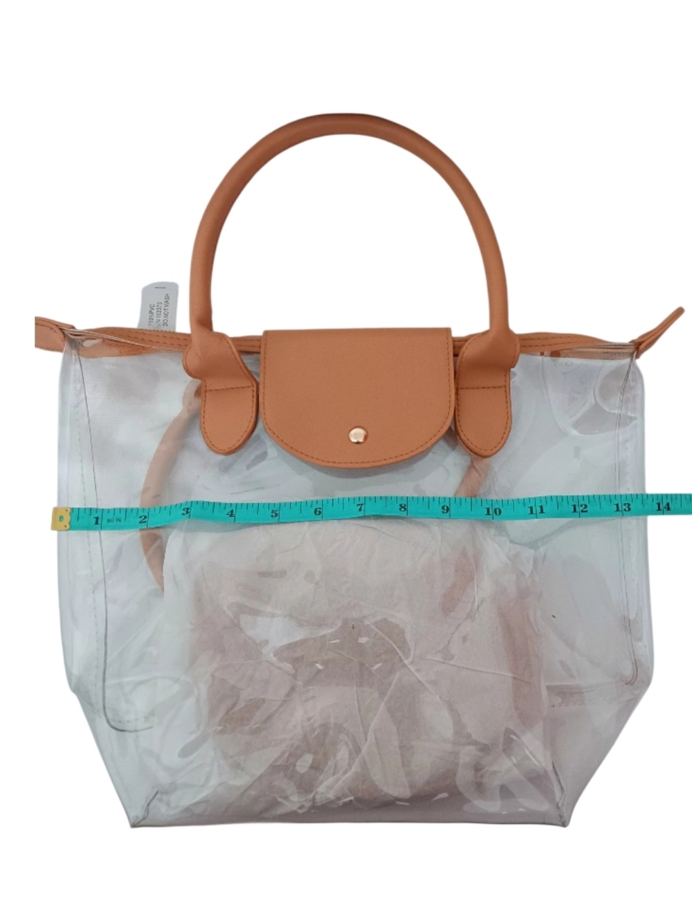 Clear Vinyl Beige Tote Bag - Picture 8 of 13